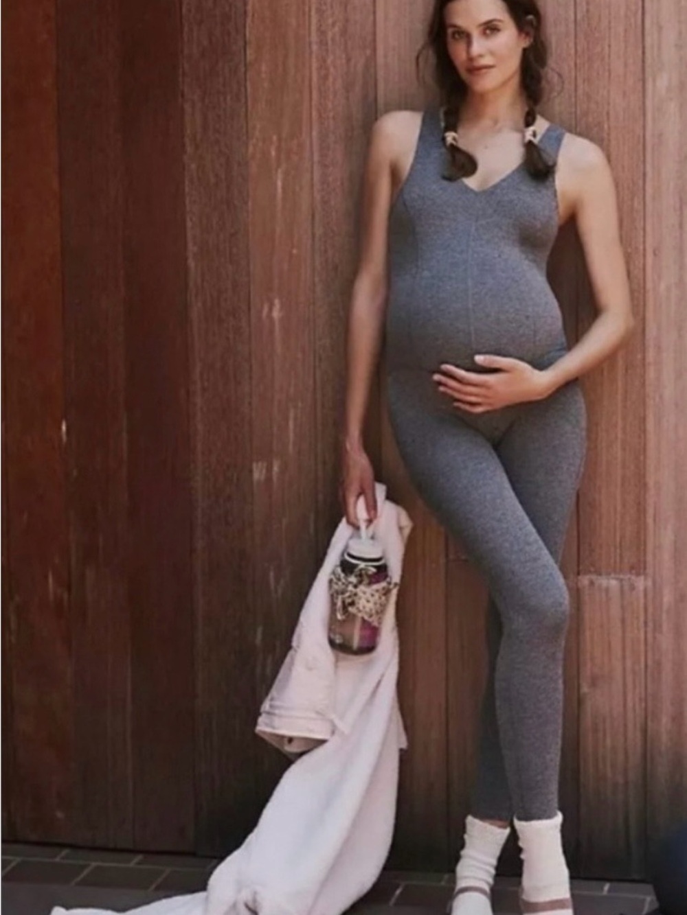 NWT Free People x HATCH Never Better Maternity Jumpsuit Gray Activewear Unitard